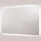 Rectangular mirror with LED lighting on a white wall